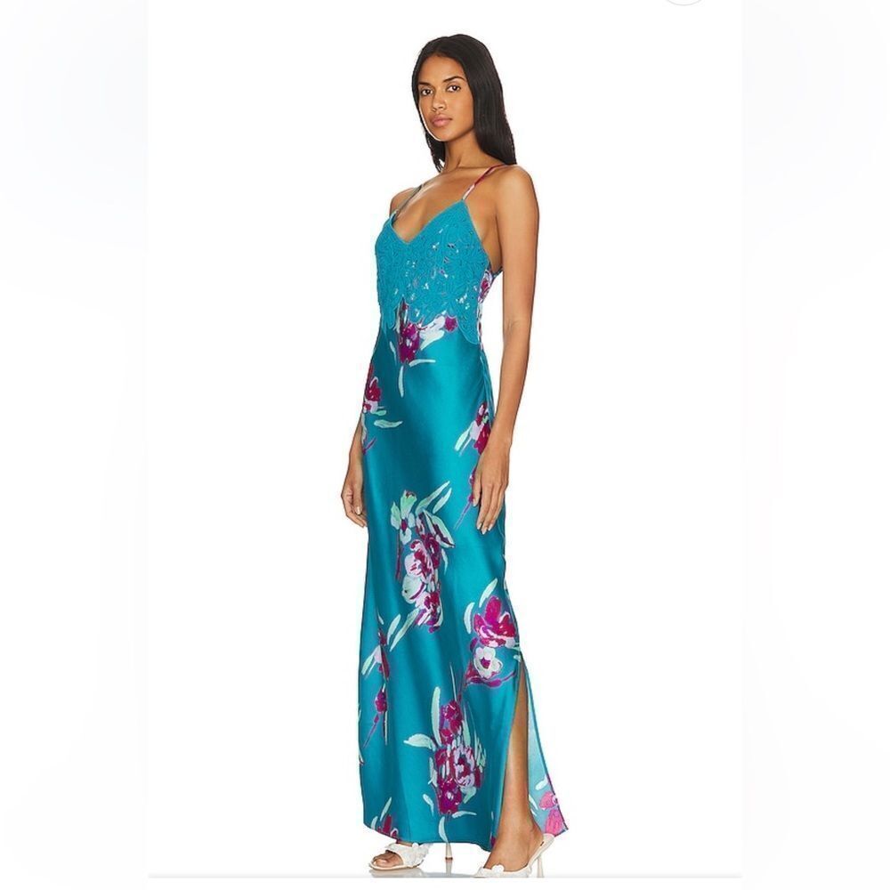 Free People Forever Yours Satin Printed Maxi Dress NWT - Picture 2 of 6